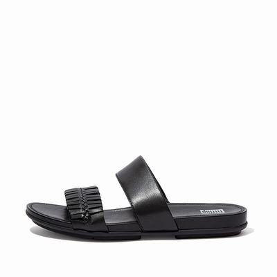 Fitflop Women's GRACIE Wrapped Weave Slides Sandals - Black, DB3164092